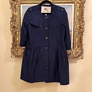 EEUC Women's Burberry London Jacket Trench Coat Dress Navy Blue US Size 8